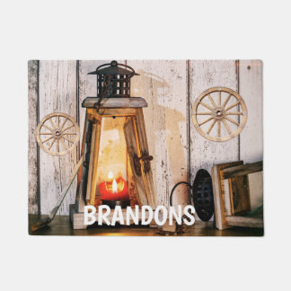 Modern Farmhouse Lantern Wood Housewarming Gift Doormat