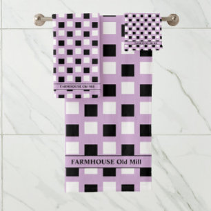 Modern Farmhouse Lavender Black Bath Towel Set