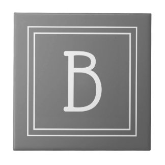 Modern Farmhouse Monogrammed Grey & White Initial Ceramic Tile