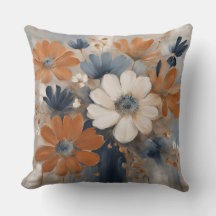 Modern Farmhouse Navy Blue Orange Floral