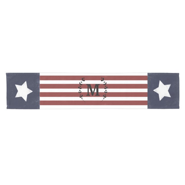 Modern Farmhouse Patriotic Americana July 4th Short Table Runner (Horizontal)