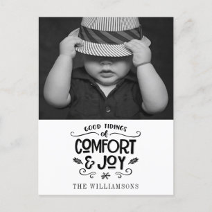 Modern Farmhouse  Photo on Black Gingham Christmas Postcard