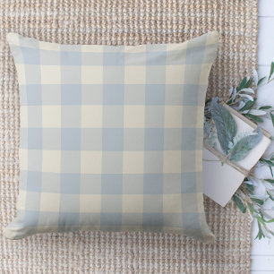 Modern Farmhouse Powder Blue Buffalo Plaid  Cushion