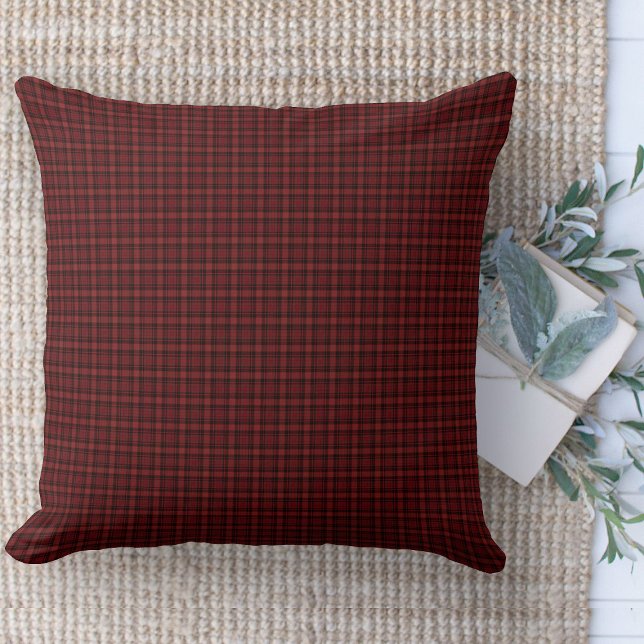 Modern Farmhouse Red And Black Plaid Couch Cushion (Modern farmhouse throw pillow red and black window pane plaid couch pillow )