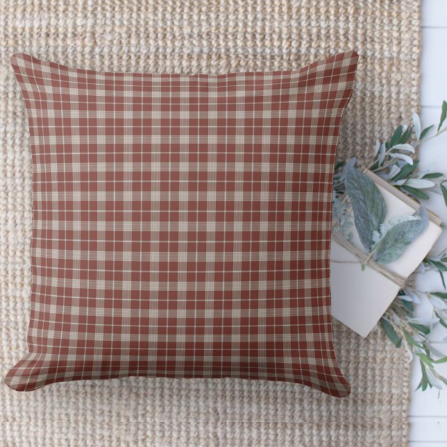 Modern Farmhouse Red And White Plaid Couch Cushion (Modern farmhouse throw pillow red and white window pane plaid couch pillow )