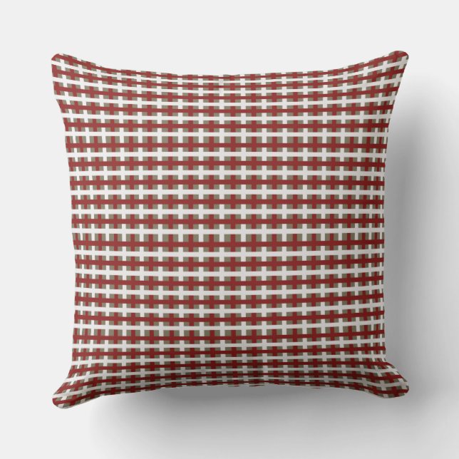 Modern Farmhouse Red White Sage Christmas Plaid Cushion (Back)