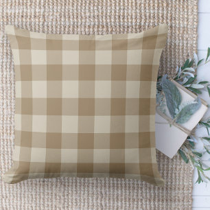 Modern Farmhouse Rug Brown & Beige Buffalo Plaid  Cushion