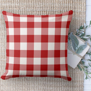 Modern Farmhouse Rug Red & White Buffalo Plaid  Cushion