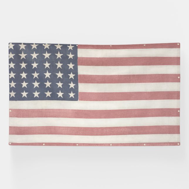 Modern Farmhouse Rustic American Flag Banner (Horizontal)