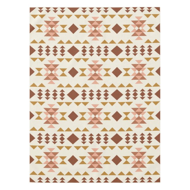 Modern Farmhouse Rustic Terracotta Geometric Art Tablecloth (Front)
