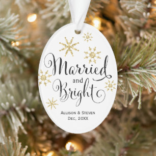 Modern Farmhouse simple married & bright newlywed  Ornament