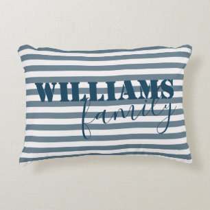 modern farmhouse stripes family monogram decorative cushion
