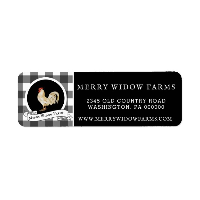 Modern Farmhouse Style Rustic Rooster Return  Address Label (Front)
