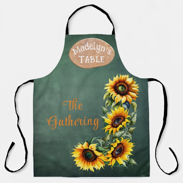 Modern Farmhouse Sunflower Botanical Personalised  Apron (Front)