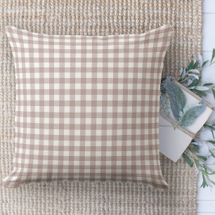Modern Farmhouse Tan & White Gingham Couch Cushion