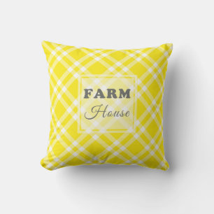 Modern Farmhouse Yellow Gingham Cushion