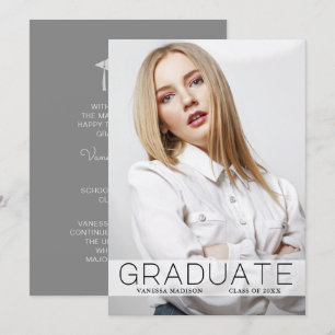 Modern Fashion 1 Photo Graduate Announcement Card