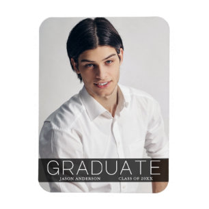 Modern Fashion 1 Photo Graduate Announcement Magnet