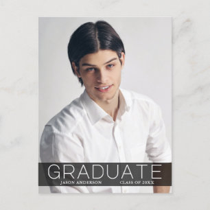 Modern Fashion 1 Photo Graduate Announcement Postcard