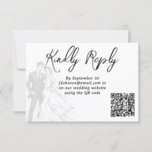 Modern Fashion Charcoal Sketch Couple Wedding