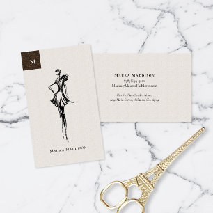 Modern Fashion Designer Summer Model Sketch Business Card