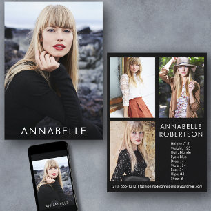 Modern Fashion Modelling 4 Photo Model Comp Card