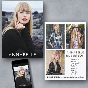Modern Fashion Modelling 4 Photos Model Comp Card