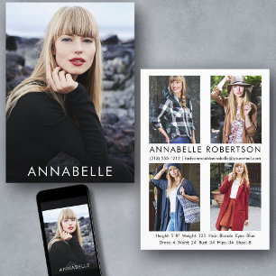 Modern Fashion Modelling 5 Photos Model Comp Card