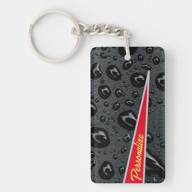 Modern Fashionable Black Bubbles Red Fire Custom  Key Ring (Front)