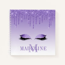 Modern Fashionable Purple Glitter Lashes Monogram
