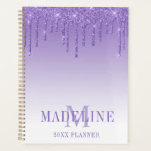 Modern Fashionable Purple Glitter Monogram