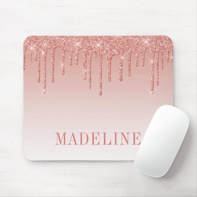 Modern Fashionable Trendy Glitter Rose Gold Mouse Pad (With Mouse)
