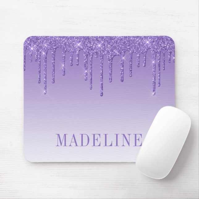 Modern Fashionable Trendy Purple Glitter Mouse Pad (With Mouse)