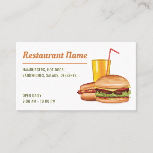 Modern Fast Food Restaurant Hamburger Diner Grill Business Card