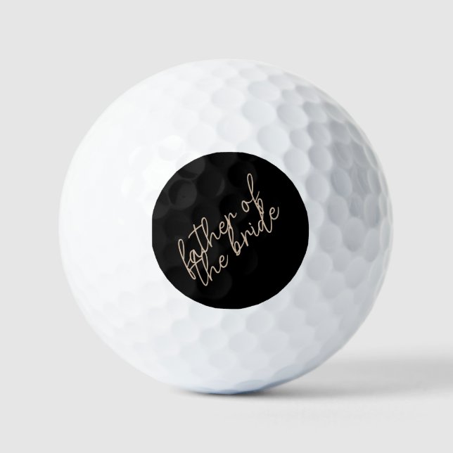 Modern Father of the Bride | Beige + Black Script Golf Balls (Front)