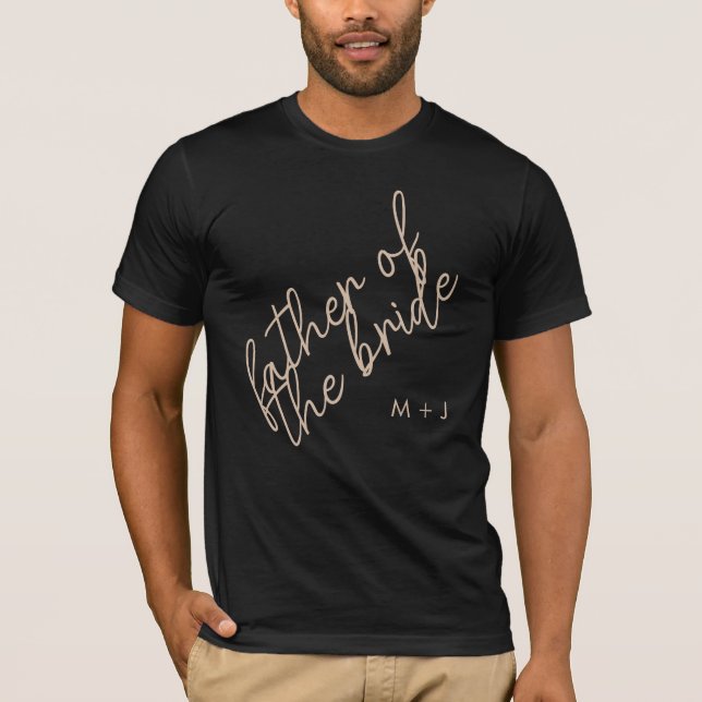 Modern Father of the Bride | Beige + Black Script T-Shirt (Front)