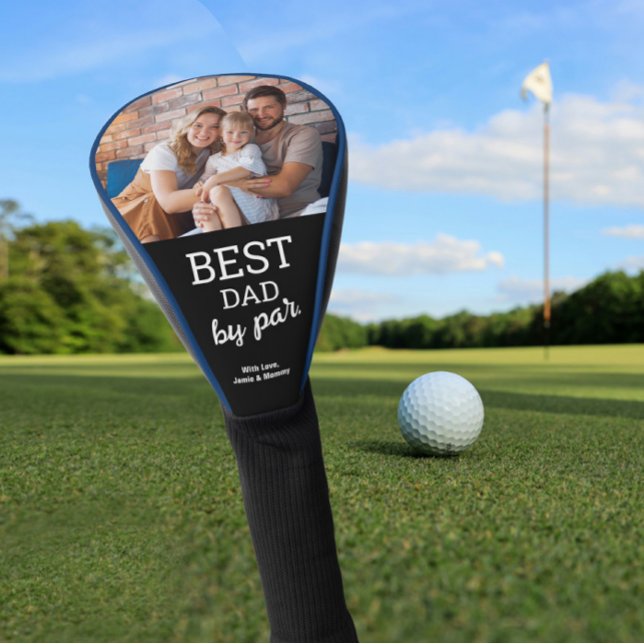 Modern Father's day Best Dad by Par Custom Photo  Golf Head Cover (Best dad by par custom photo gift golf club cover.)