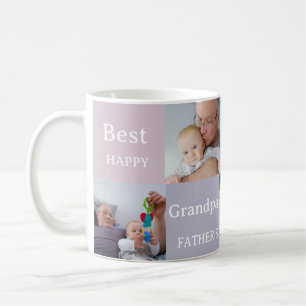 Modern Fathers Day Best Grandpa Ever 4 Photo Coffee Mug