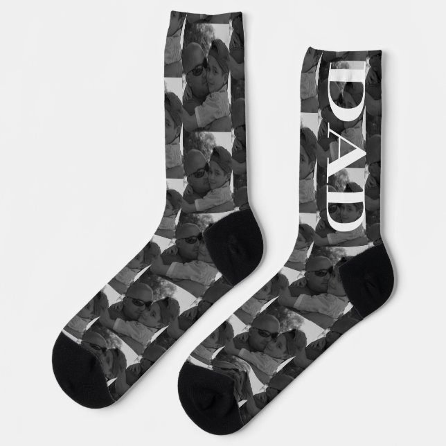 Modern Fathers Day Dad Photo Socks (Left)