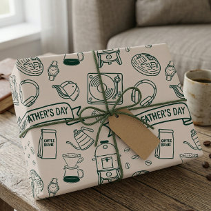 Modern Father's Day Doodle Pattern Millennial Dad Wrapping Paper