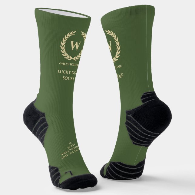 MODERN FATHER'S DAY GOLF MONOGRAM LUCKY GOLF SOCKS (Angled)