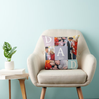 Modern Father's Day Photo Collage Cushion