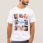 Modern | Fathers Day | Photo Collage T-Shirt<br><div class="desc">Modern photo collage for all the Grandpa's this fathers day, with the template message which reads 'HAPPY FATHERS DAY GRANDPA WITH LOVE ROSIE'. Featuring 8 square photographs. easy to personalise and all completely editable for you to add your own message and who it is for. All the text font styles,...</div>