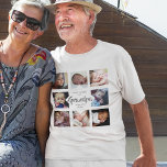 Modern | Fathers Day | Photo Collage T-Shirt<br><div class="desc">Modern photo collage for all the Grandpa's this fathers day, with the template message which reads 'HAPPY FATHERS DAY GRANDPA WITH LOVE ROSIE'. Featuring 8 square photographs. easy to personalise and all completely editable for you to add your own message and who it is for. All the text font styles,...</div>
