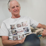 Modern | Fathers Day | Photo Collage T-Shirt<br><div class="desc">Modern photo collage for all the Grandpa's this fathers day, with the template message which reads 'HAPPY FATHERS DAY GRANDPA WITH LOVE ROSIE'. Featuring 8 square photographs. easy to personalise and all completely editable for you to add your own message and who it is for. All the text font styles,...</div>