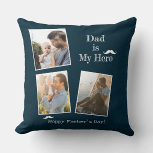 Modern Father's Day photo collage Throw Pillow