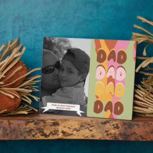 Modern Fathers Day Retro Pattern Dad Message Photo Plaque