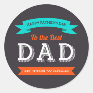 Modern Father's Day Typography Design Classic Round Sticker