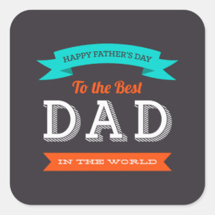 Modern Father's Day Typography Design Square Sticker