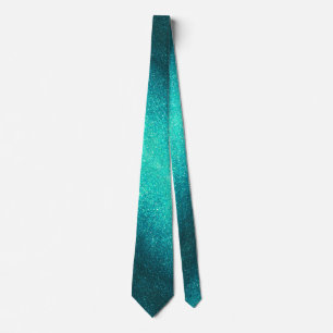 Modern Father's Day Wedding Aqua Glitter Sparkles Tie